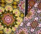 Brown-Orange-Multi Poly Floral Border Printed Crepe Momie Georgette Fabric By the Yard